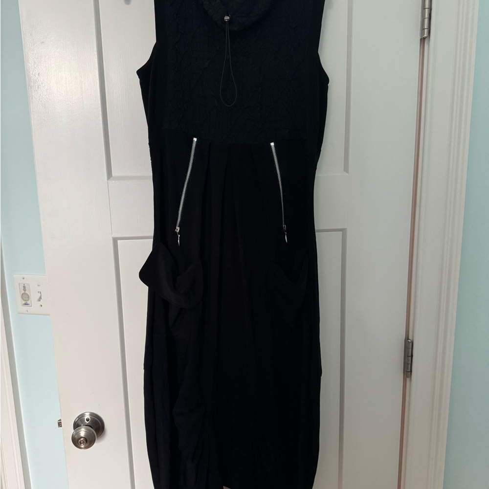 Joseph Ribkoff Black Maxi Dress with Zipper Detail